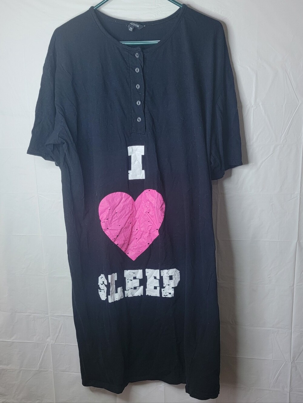 Black Sleep Shirt with White & Pink  Graphic
